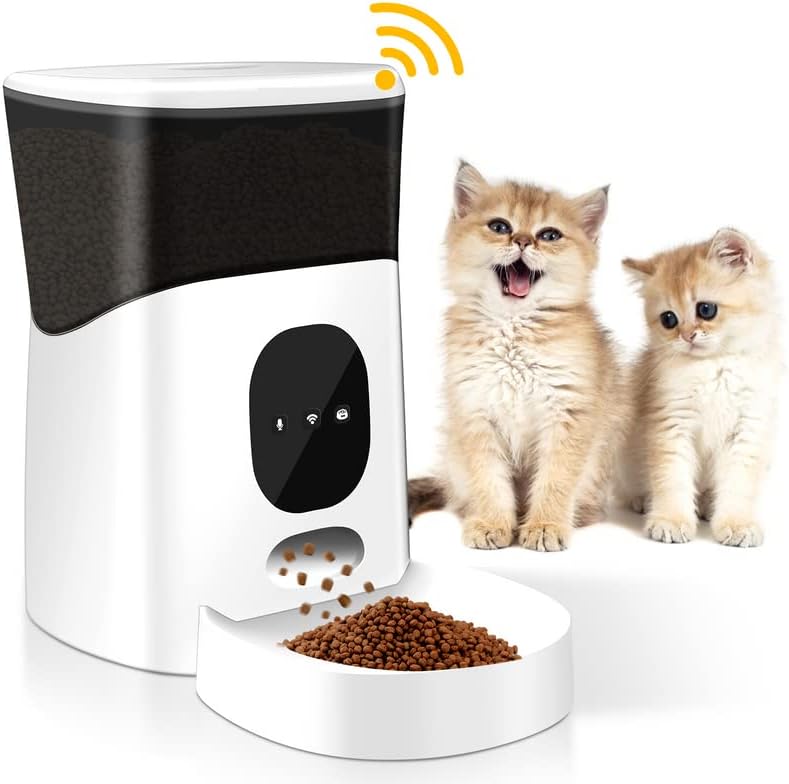 TNELTUEB Автоматична Ясла за котки, а приложение за управление на 2,4 G WiFi Умен Опаковка Суха Храна за домашни животни,