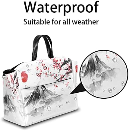 Чанта за Пелени с Японската Рисувани Чанта-Тоут с Ремъци за детски Колички, Цъфтеж, Слива, Голяма Пътна Чанта
