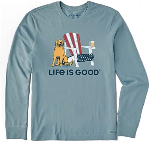 Мъжки t-shirt Life is Good Crusher-Lite с дълъг ръкав (американски adirondack, Опушен-син, малка)