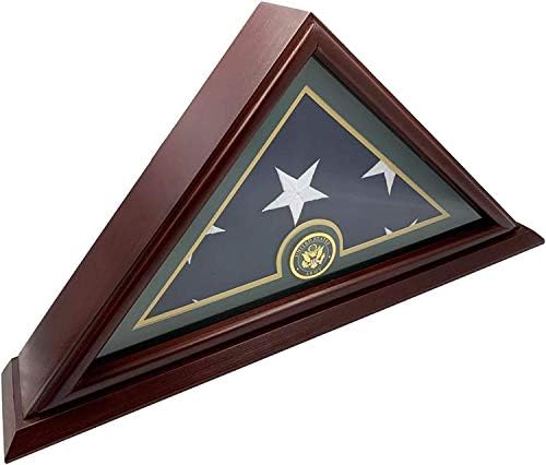 Витрина с Флага на ветераните 5x9 | Поставка За показване на Хартата на Погребението, Масив, Дърво, Тапицерия череши (Армията)