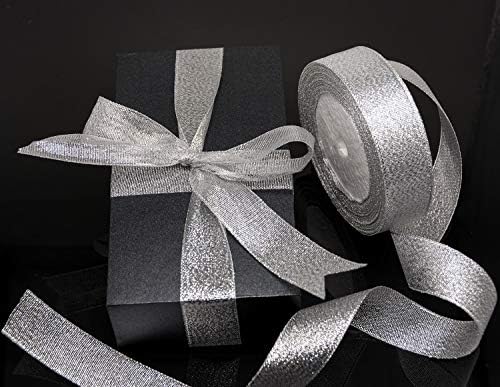 Панделки с пайети Ширина 1-1/ 2 инча, Сребристи Метални Ленти за Опаковане на подаръци, Декорация на дома, Сватбени