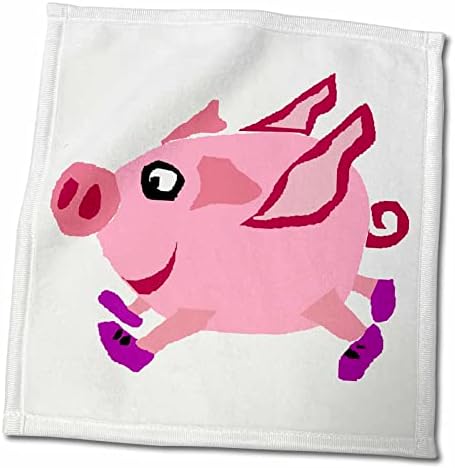 3D Начертайте Всички Смешни рисунки с усмивки - Забавно розова Летяща Свиня, Примитивно изкуство - Кърпи (twl-204423-3)