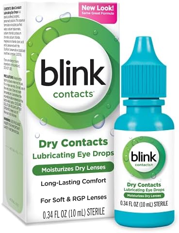 смазывающие капки за очи за лещи blink Contacts за лещи Soft и RGP - 0,34 унция, опаковка от 2 броя