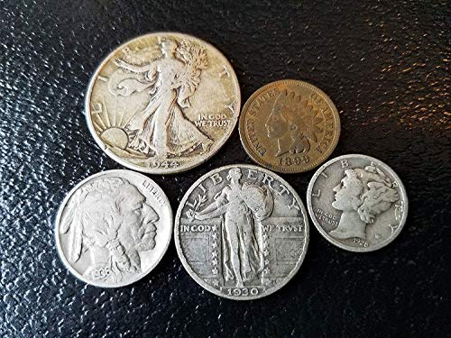 Стари сребърни монети на САЩ, Коллекционный Комплект от 5 монети - Цент, формата на главата индианците, никел Бъфало, десет