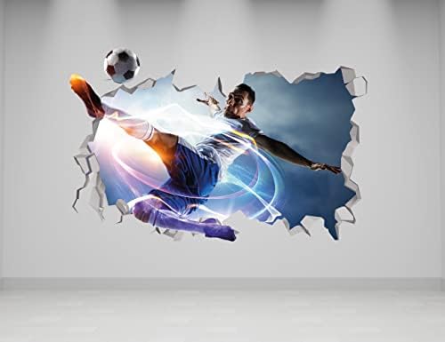 3D Футболен декор на стената - Етикети за футболисти - Спортно стенно изкуство - Футболни украса за спални за момчета - декорация