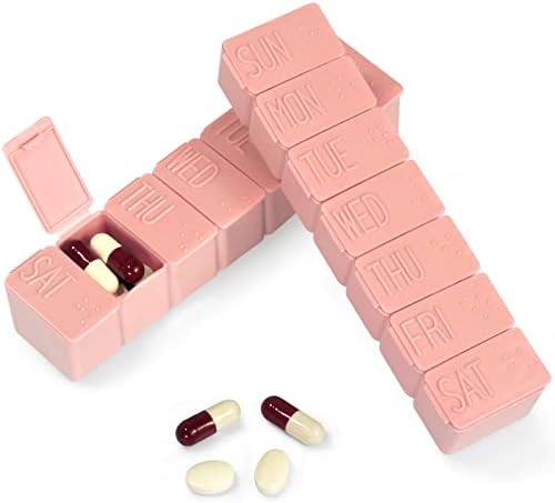 Органайзер за хапчета-Кутийки за хапчета за пътуване, джоб за таблетки 7 дни от брайлови, Витамини, хранителни