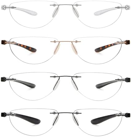 Очила за четене без рамки Reducblu за жени и Мъже + 2,75 -Леща с форма на Полумесец със Сребърен дужкой