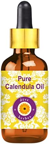 Deve Herbs Чисто масло от невен (Calendula officinalis) със Стъклен капкомер Естествен Терапевтични качества 30 мл (1 унция)