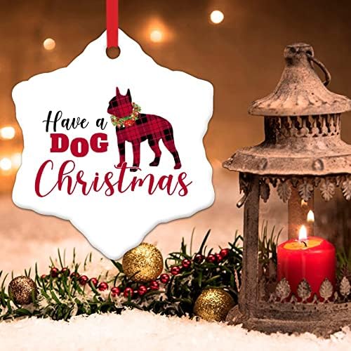 Червено-Черна Куче в клетка от Бъфало, Коледни Украси за деца, Куче-шнауцер, Коледни Висящи Аксесоари За Коледното Парти,