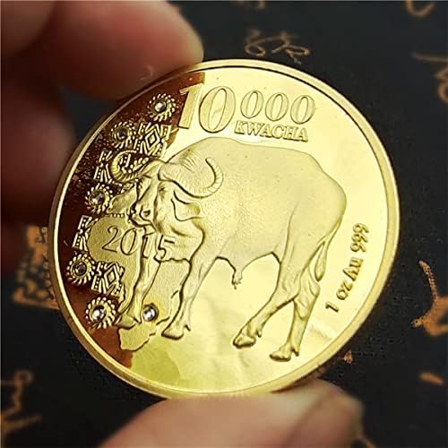 Замбийские Монети с животни Лъв, Слон, Говеда, Леопард Възпоменателна Монета Мемориал Медал на Златни Монети с