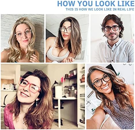 CCVOO, 5 опаковки Очила за четене с блокиране на синя светлина, филтър UV 400 /Отблясъци, Модни Точките За Жени /Мъже