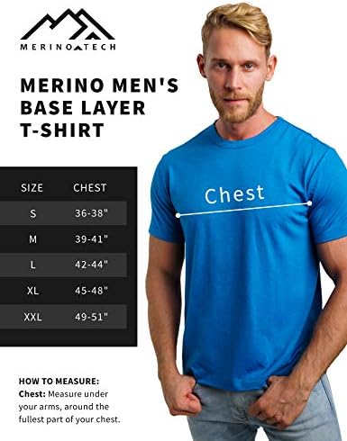 Меринос.мъжка тениска Tech от Мериносова вълна - Органични майк от Мериносова вълна, Лесен Основен слой
