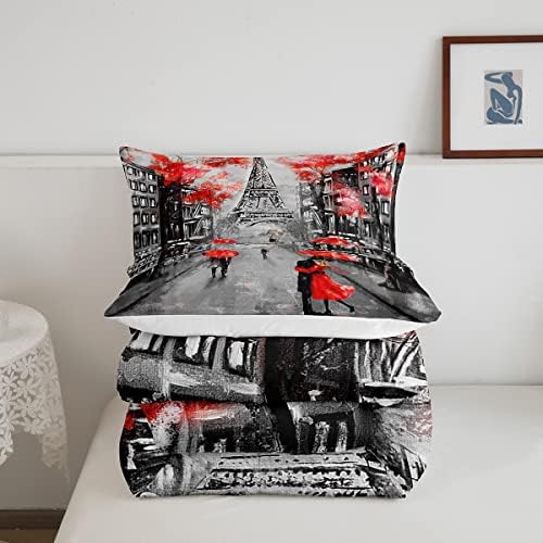 Комплект Одеяла с Айфеловата Кула в Париж За декор спални в Париж, Комплект Спално бельо в стил ретро Френски