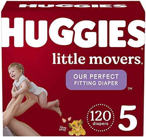 Бебешки пелени Huggies Little Movers Размер на 5, 60 грама и ht Пелени с Размер 5, 100 карата и ПЕС, 12 опаковки с мек