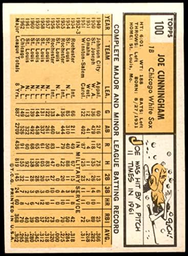 1963 Топпс 100 Джо Кънингам Чикаго Уайт Сокс (бейзболна картичка) EX/MT+ Уайт Сокс