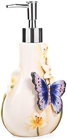Керамични Опаковка за сапун FORLONG, 3D Ръчно Рисувани Пеперуда и Цвете Лилия, Диспенсер за Сапун, Аксесоари