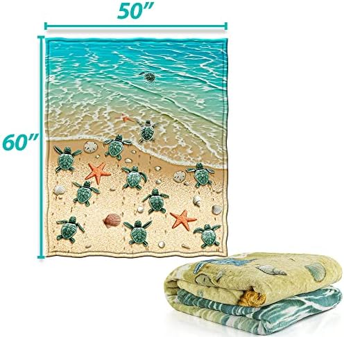 Dawhud Пряко Плажна Флисовое одеяло с костенурката за легла, 50 х 60, Флисовое одеяло с костенурката, за жени, мъже и деца