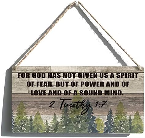Вдъхновяващи идеи за Подаръци знаци от Библията, защото Бог Не ни е дал Дух на страх, Дървен Окачен знак,