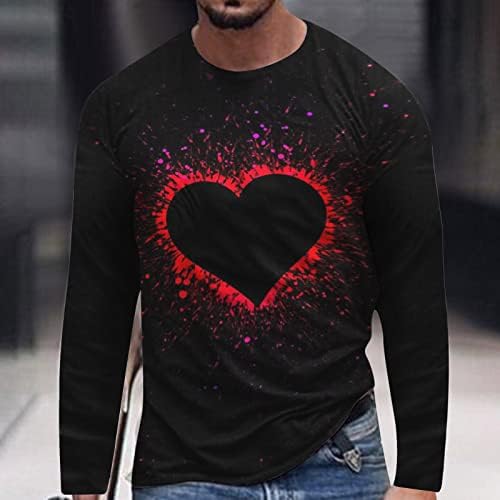 3D Тениска за Мъже с Графичен Принтом Сърца на Св. Валентин, Дълъг Ръкав, Стръмни Забавни Тениски, Мъжки Модни Градинска