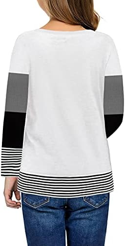 Dokotoo/ Блузи с кръгло деколте в цвят блок за Момичета, Пуловер с дълъг ръкав, Hoody, Ежедневни Свободни