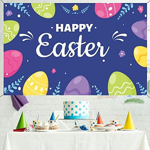 Великден Фон Украса Честит Великден Банер с Яйца за Великден парти Украса на Цветни Яйца Пролетен Великденски Фон