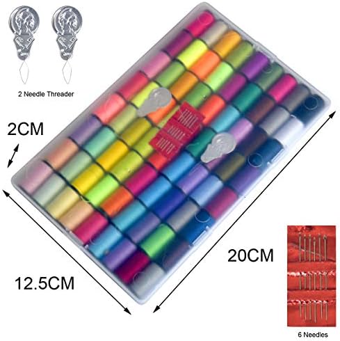 Комплект от конци за ръчно шиене от полиестер LE PAON, 72 макара конци различни цветове с Безплатен набор от 6 шевни игли,