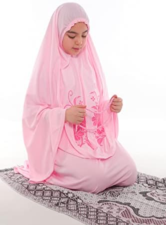 Молитвен набор от LAZWARD за момичета-мусульманок, Молитвен комплект от две части, комплект от 3 теми (пола, шал, броеници)