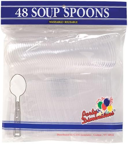 Размери за парти Прозрачна Пластмаса | Опаковка от 48 суповых лъжици, 48 точки