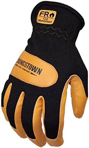Работни ръкавици, Youngstown Gloves FR Mechanics с хибридна подплата от кевлар за мъже - Огнеустойчиви, Устойчиви На гумата, пробиване, Изчислени на дъга - Черно /кафяв, X-Large