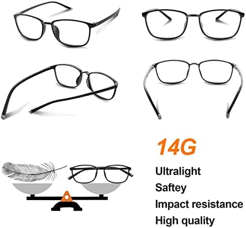 CYT PRIME DESIGN, 4 Опаковки Защитни Очила за четене за мъже и жени, Защита от uv/Напрежение за очите/ Отблясъци,
