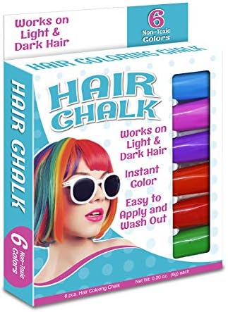 Мелок за коса с писалка-молив, Временно Дъгата цвят за коса за деца, лесно се нанася и отмива, Опаковка от 6 различни