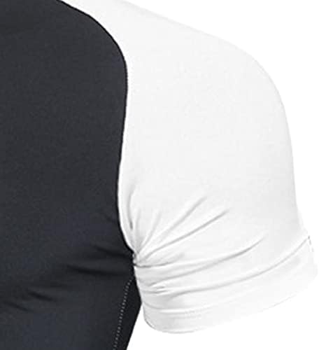 Мъжка спортна тениска с кръгло деколте и Цветен Блок, Имитирующая Водолазку с Къс ръкав, Нормално Кацане, Основни Леки Върхове