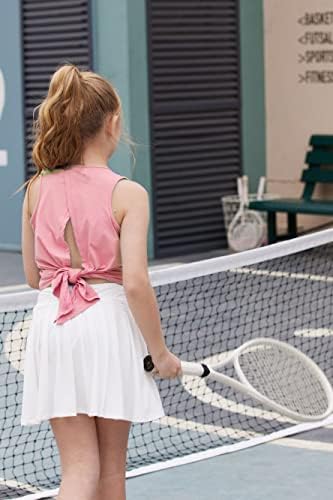 Zaclotre/ Спортни Върхове на Бретелях За малки момичета С отворена завязкой по гръб, Без Ръкави, За тренировки, Тенис, Спортни