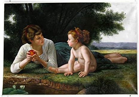 Изкушението - Репродукция на картина на Уилям Бугро, ръчно рисувани с маслени бои Портрет на майката и на детето под