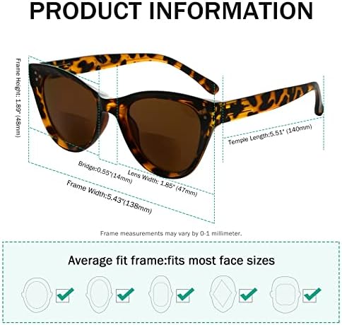 Eyekepper Спестете 10% на 2 опаковки бифокальных слънчеви очила Sunshine Readers Oversize Round Cat Eye Деми Tortoise