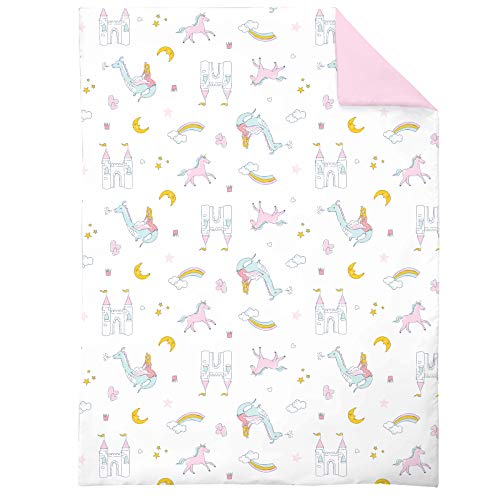 Комплект спално бельо Carter's Whimsical Принцеса Приказки за деца от 4 теми с едно Одеяло, Подогнанной Долния чаршаф, Плоска