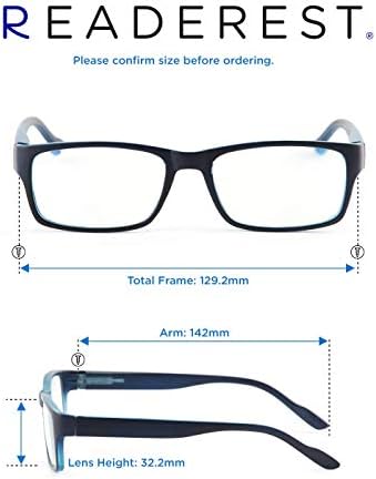 Очила за четене, блокер синя светлина (черно-сини, увеличаване на 2,75), компютърни очила, модерен за мъже и жени, със защита