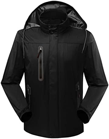 Якета за мъже, Мъжки сака, Мъжко яке с качулка с цип и дантела прозорци, Яке - (Цвят: черен Размер: X-Large)