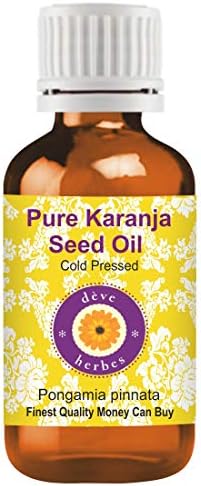 Deve Herbs Чисто масло от семена на караньи (Pongamia pinnata) Натурално Лечебно студено пресовано 100 мл (3,38 унция)