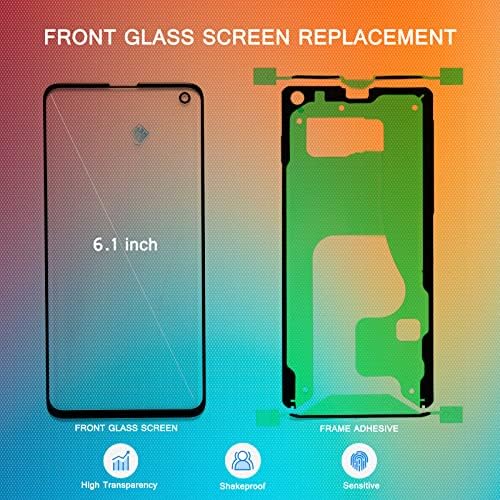 Подмяна на екрана UYGHHK S10, комплект за ремонт на външното предно стъкло, съвместим с Samsung Galaxy S10 серия