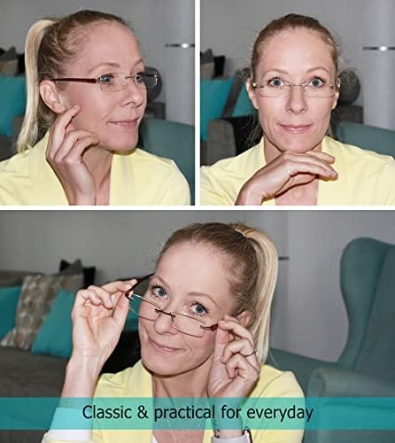 LUR 7 опаковки очила за четене без рамки + 3 опаковки на метални очила за четене в полукръгла рамка (общо 10 двойки