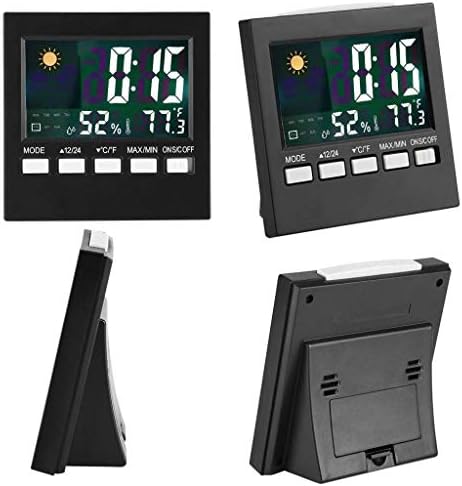 XJJZS Вътрешен Външен Термометър-Влагомер, с Цветен екран, Прогноза за времето, часовник с Аларма, Температура Будилник,