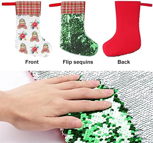 Коледни Чорапи с Пайети във формата на Индианско Ленивца, Блестящи Стенни Висящи Украси, Украса за Коледната