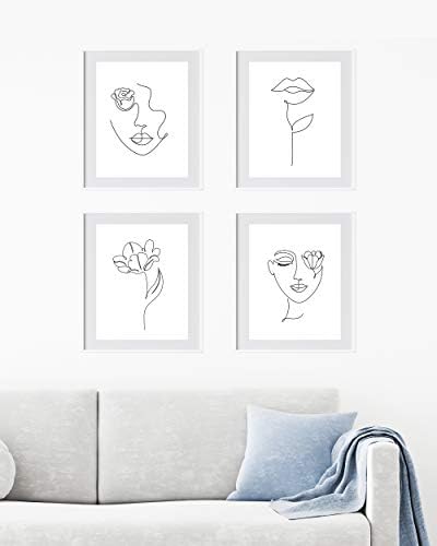 Щампи на плакати в стил минимализъм - Женски Абстрактно женски стенно изкуство - Черно-бял Женски декор -