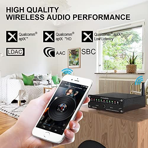 Аудиоприемник FX AUDIO Bluetooth с Поддръжка от меломани КПР aptX HD и LDAC Hi-Fi Bluetooth Аудиоадаптер за Домашно