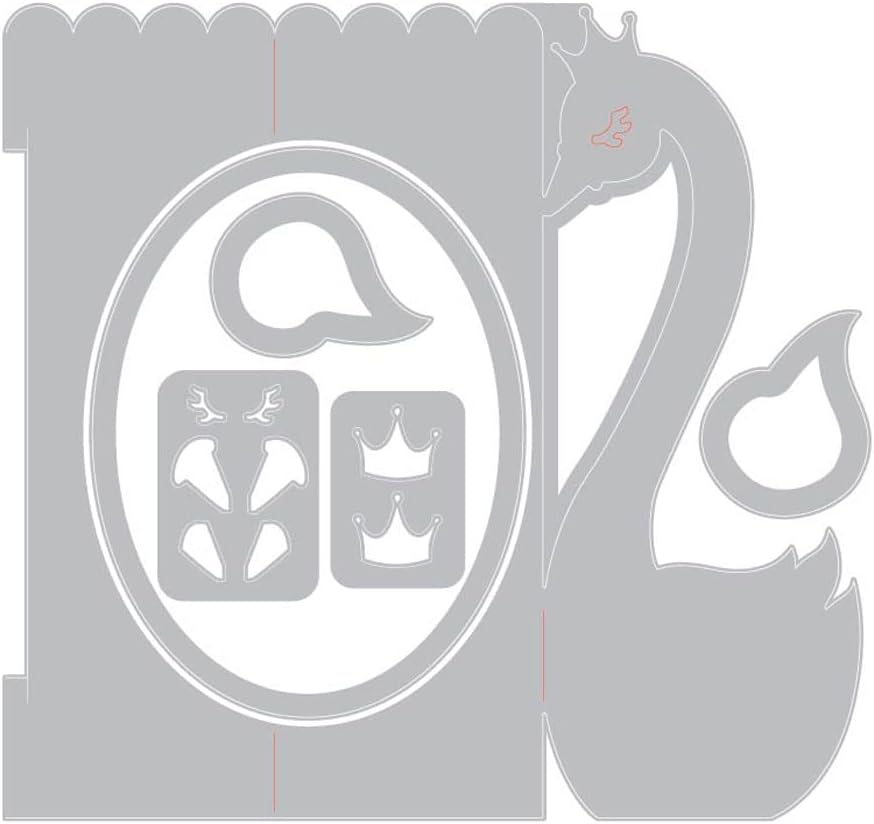 Комплект печати Sizzix Thinlits от 6 Карти Swan Fold Джен Long, Многоцветен