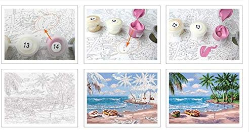 QGHZSCS Боята по номера DIY Картина с Този Плаж на Морската Къща на Морската Начало Декор A5 (40x50 см, Без рамка)