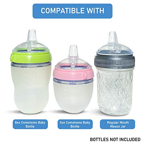 Залъгалки с накрайници за бебешки шишета Comotomo и Mason | 2 бр. | От хранително-силикон | Без BPA | Непроливающиеся (променлив