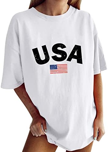 Патриотични Ризи за Жени, Тениски с Флага на САЩ, Летни Ежедневни Потници, Тениски с Къс Ръкав в Звездната Ивица, Удобни