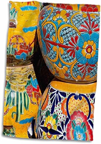 3D Роза Аризона, Тусон Тубак. Традиционна мексиканска керамика, ръчно рисувани. Кърпа TWL_210077_1, 15 x 22, Бяло